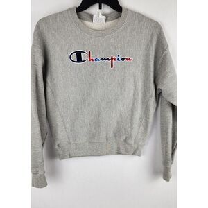 Champion Women's Sz-M Reverse Weave‎ Cropped Pullover Sweater Gray